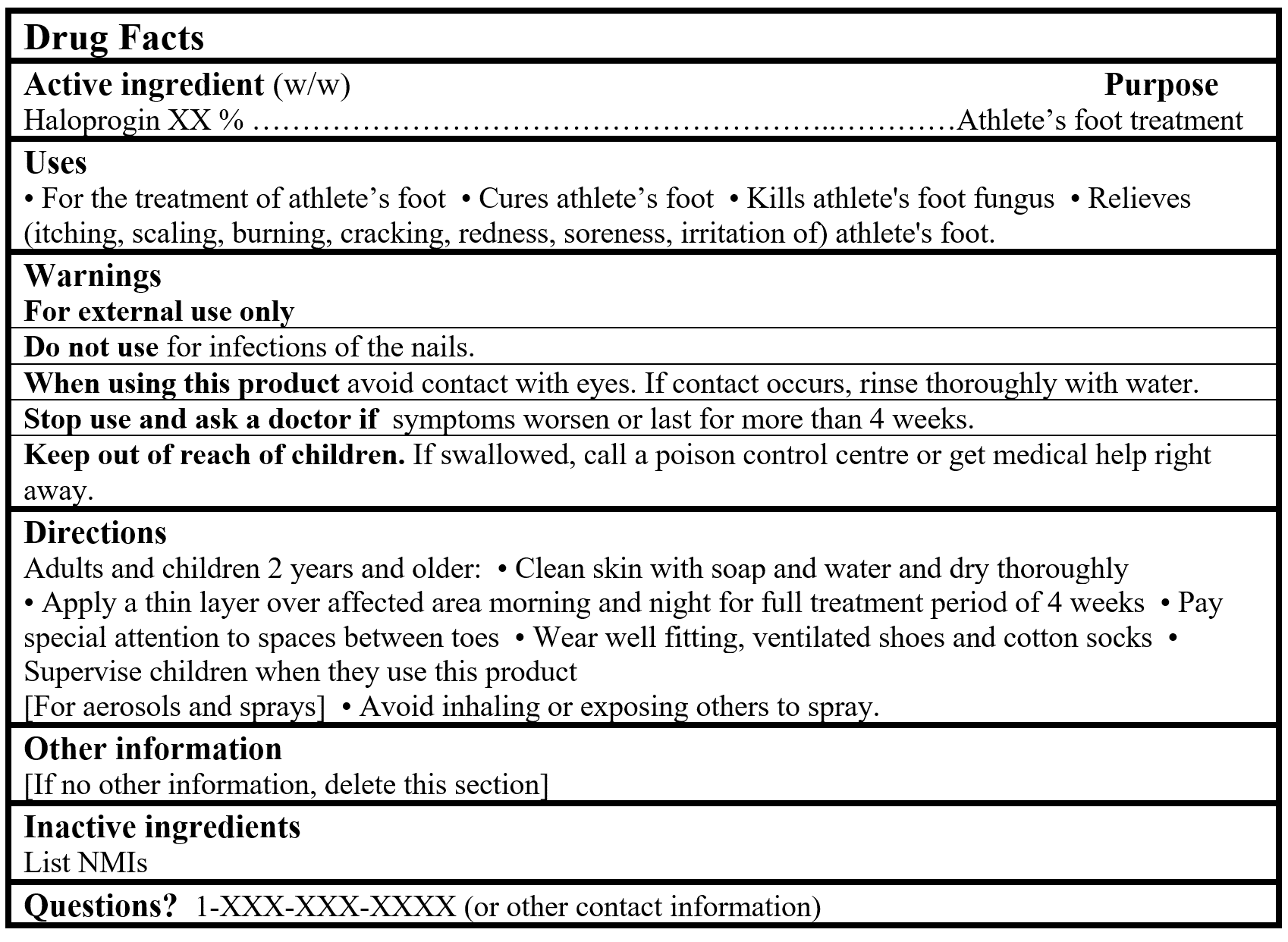 Drug Facts Table Haloprogin