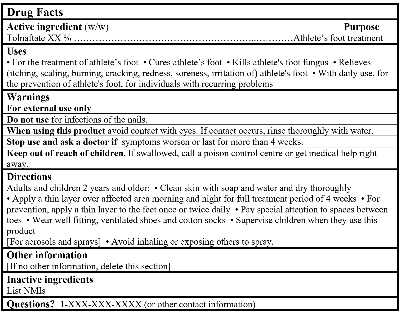 Drug Facts Table Tolnaftate